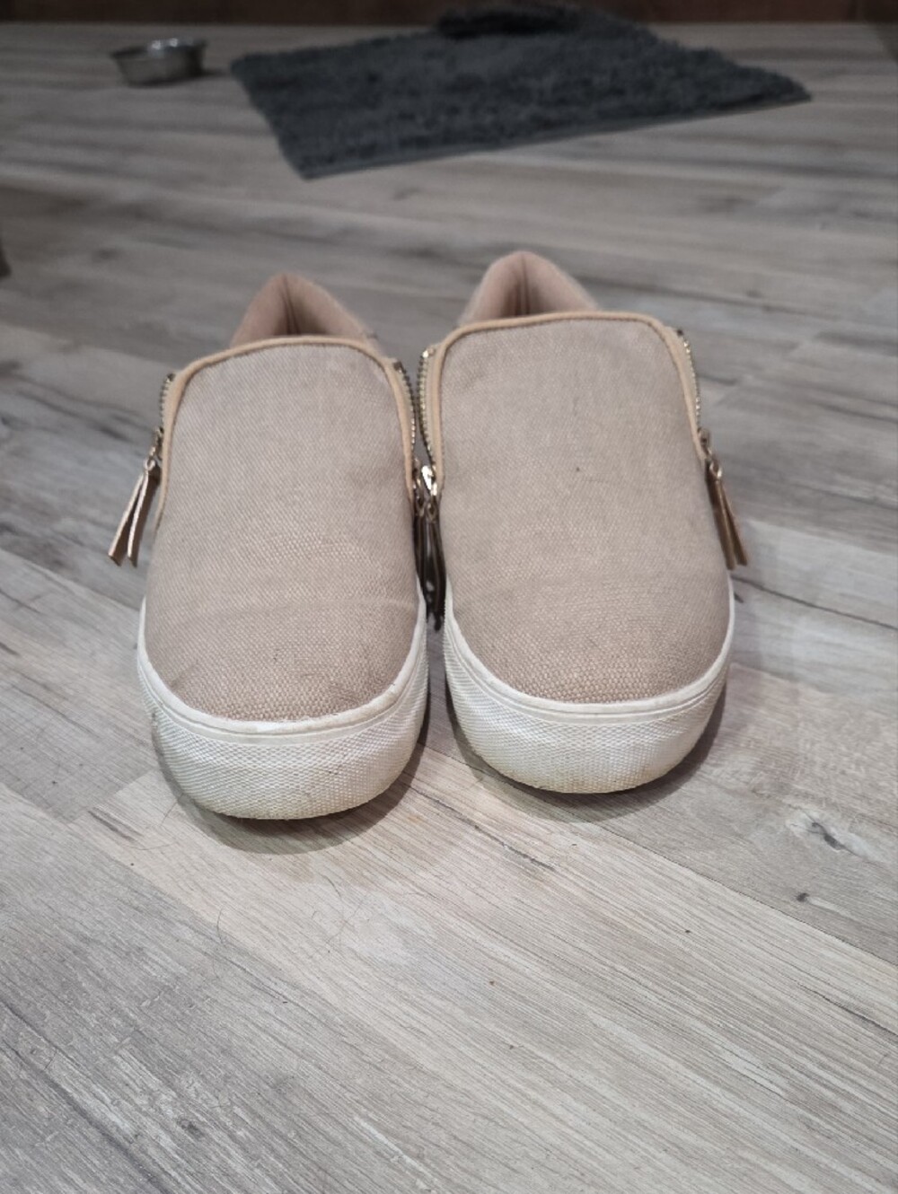 'Not Rated' Beige Slip-On Sneakers with Side Zip - Picture 2 of 4